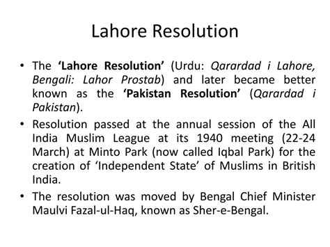  Lahore Resolution - En Kritisk Punkt i Pakistanets Skapande